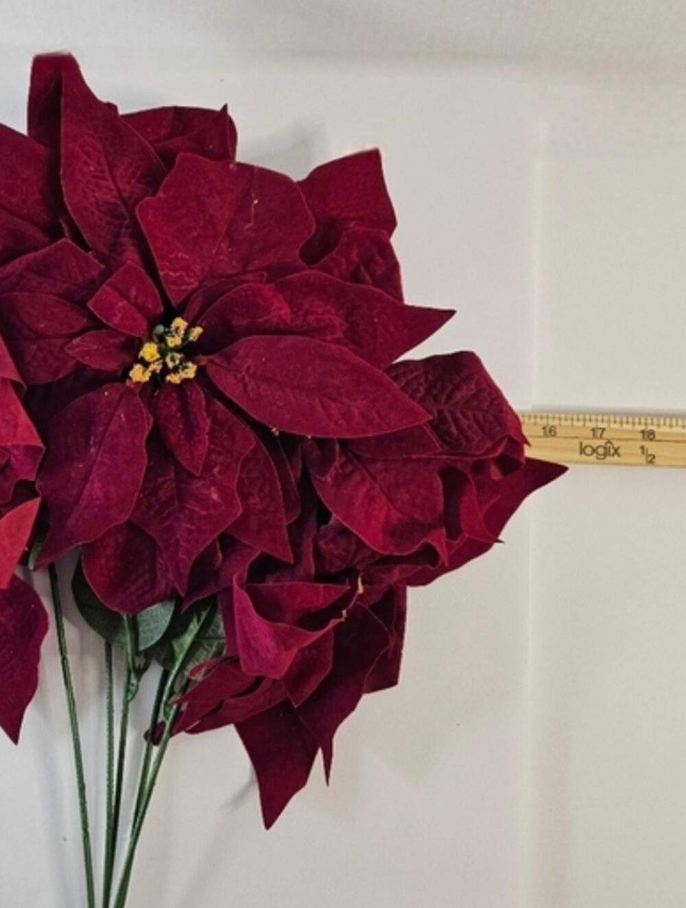 Ashland Burgundy Poinsettia Artificial Flower Bush Christmas Decor Set of 3 - Picture 6 of 10